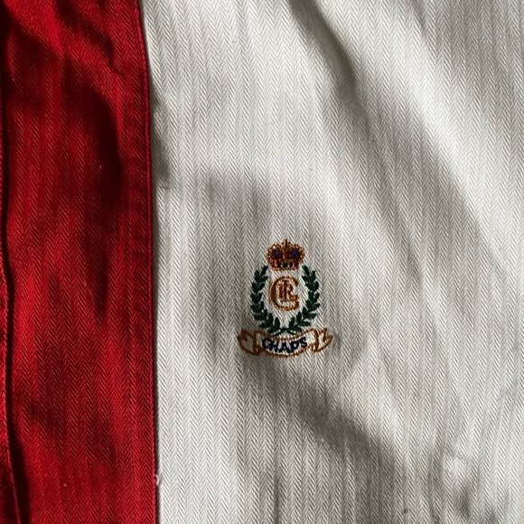 Vintage Chaps Red And White Stripe Oxford Casual Button Down Shirt Size L - Picture 4 of 6